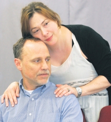 Samantha Gauthier, of GR, as mom and Craig Hammerlind, of GR, rehearse scene. Photo by Brian Forde